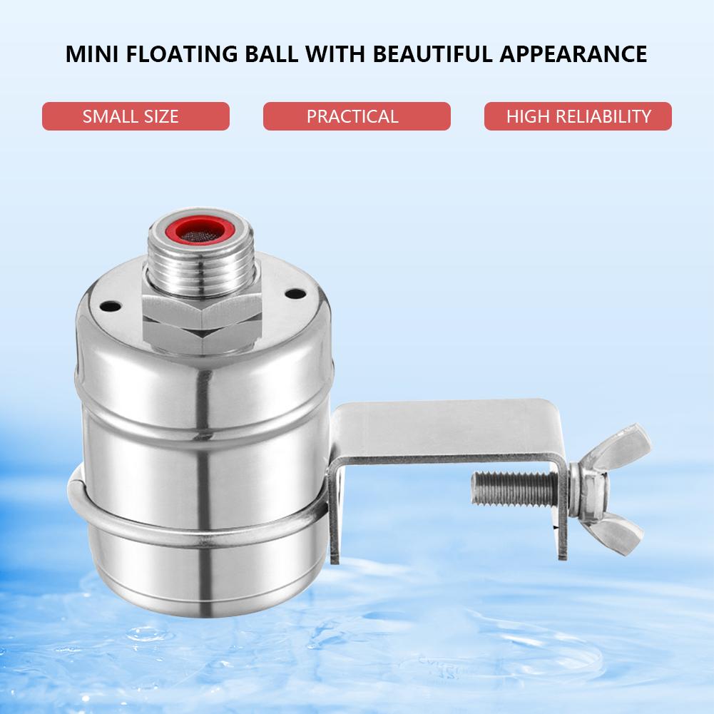 304 Stainless Steel Float Valve Fully Automatic 1/2 Inch Water Inlet Floating Ball Valve Anti-Bump Mini for Water Tanks