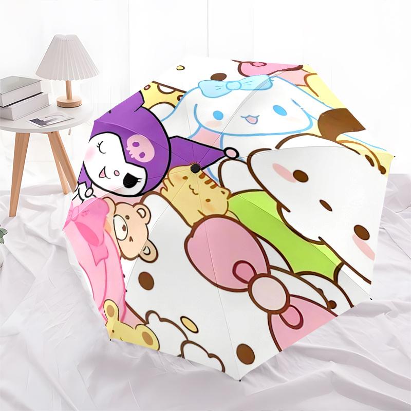 1pc Hello Kitty & Friends Automatic Opening Umbrella - Portable Tri-Fold Design with 8-Bone Iron Frame, Perfect for Outdoor Use, Festive Gifts, Travel