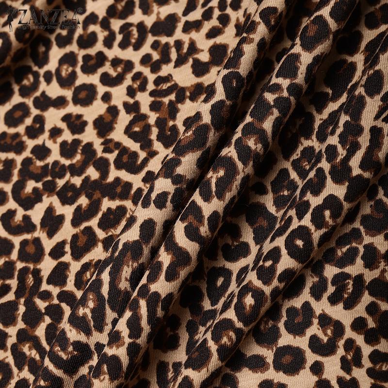 ZANZEA Women Summer Straps Slim Leopard Print Slip Long Dress