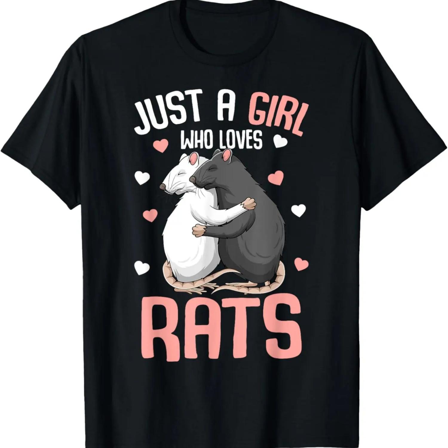Just A Girl Who Loves Rats Kids Girls Women Rat Lover T-Shirt S чёрный