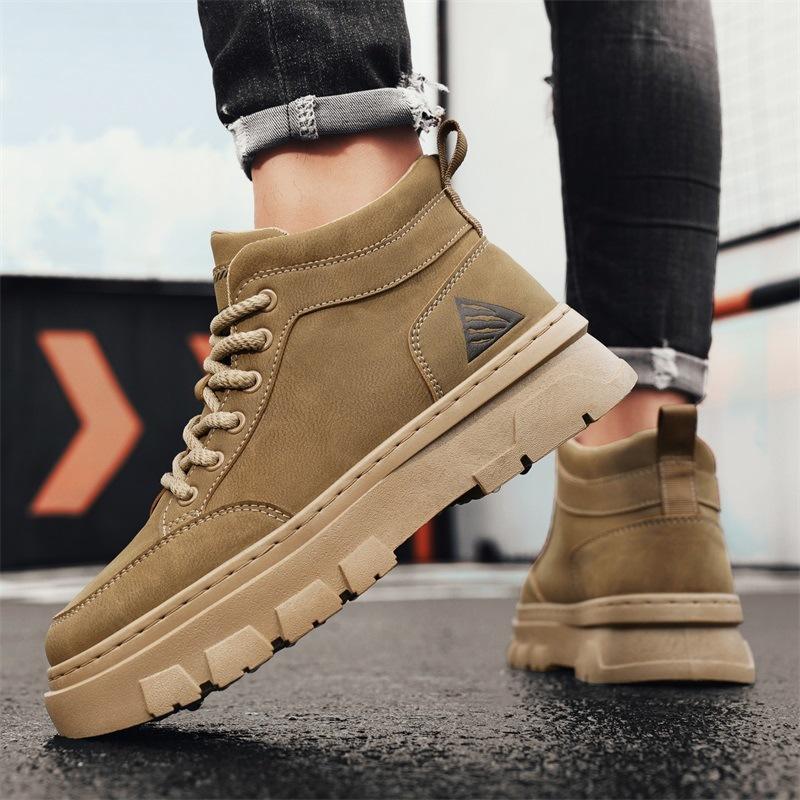 British Retro High-top Tooling Shoes Spring and Autumn New Martin Boots Men's Medium-top Outdoor Platform Sports and Leisure Shoes