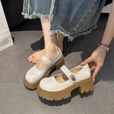 2025 tavaszi és nyári új japán stílusú retro robbanás platformos kis bőr cipő alkalmi vastag sarkú Mary Jane egyszínű cipő