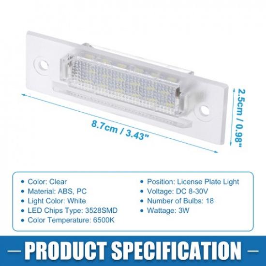 2pcs 6500K White LED License Plate Light for PORSCHE Boxster 986 1999-2004