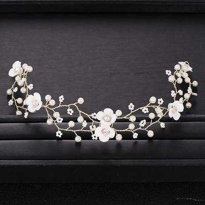 Trendy Blume Tiara Perle Gold Stirnband Hochzeit Haar Zubehör Prom Handgemachte Kopfschmuck Braut Haar Zubehör Hochzeit Tiara
