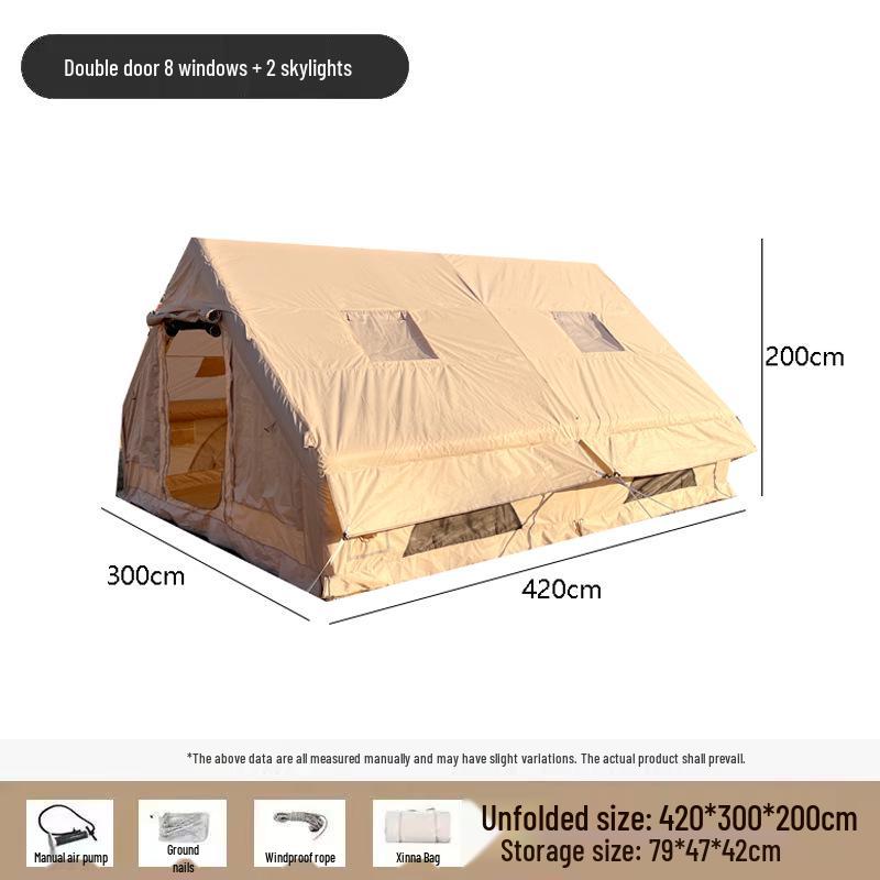 12 sqm Quick-Inflate Outdoor Camping Tent: Sun Protection & Anti-Puncture 5-8 People