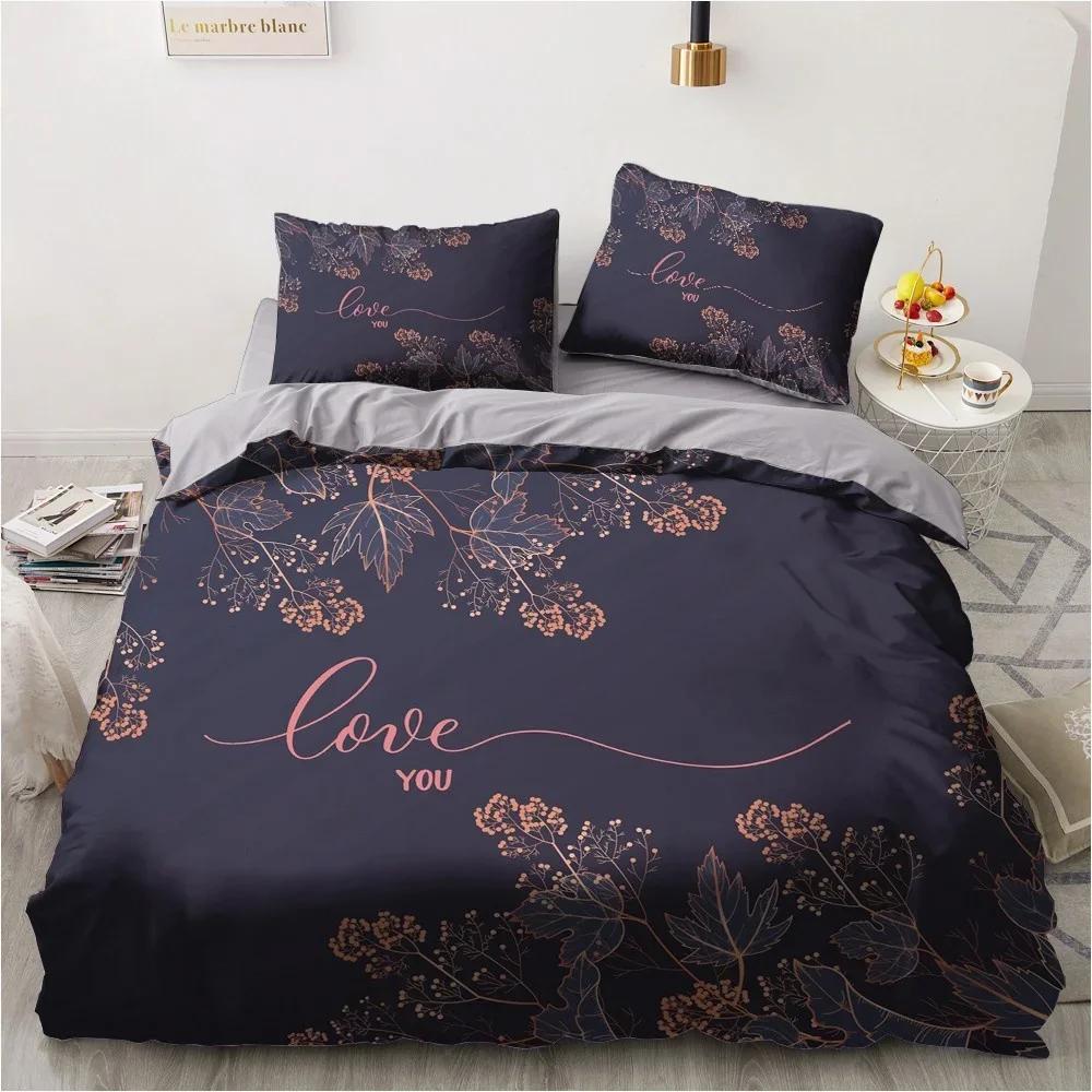 3D Black Bedding Set Pillowcase King Queen Full Single 200x200 Bed Linen Gold Design 3D Printed Duvet Cover Set for Teens Women