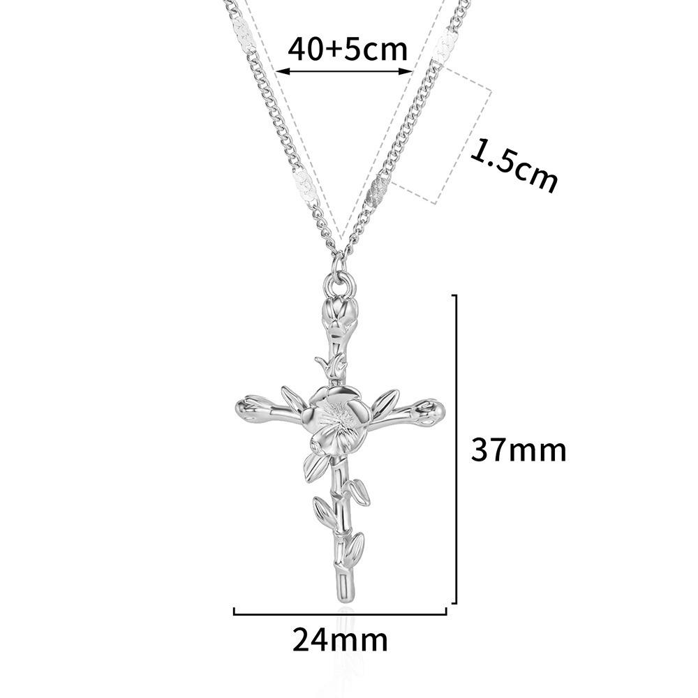 

Vintage Birth Flower Cross Necklaces For Women Gold Color Metal Month Flower Necklace Birthday Wedding Party Jewelry Gift