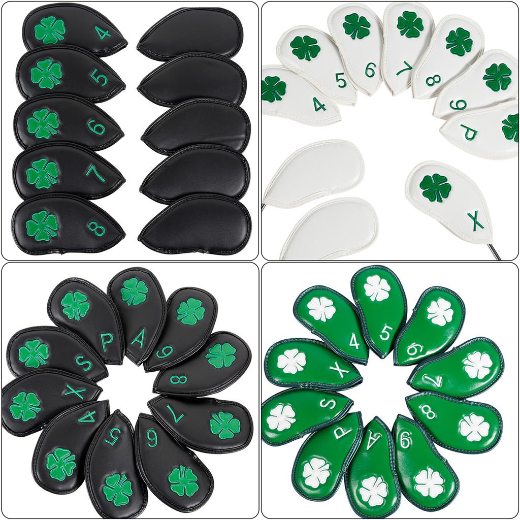 10Pcs PU Leather Golf Iron Club Head Cover Wedges Iron Club Protective Headcover Putter Protector Golf Supplies