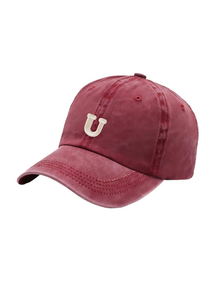 1Pc Unisex A-Z Letter Outdoors Fashionable Leisure Washed Baseball Cap, Adjustable Outdoor Sun Protection Casual Hat