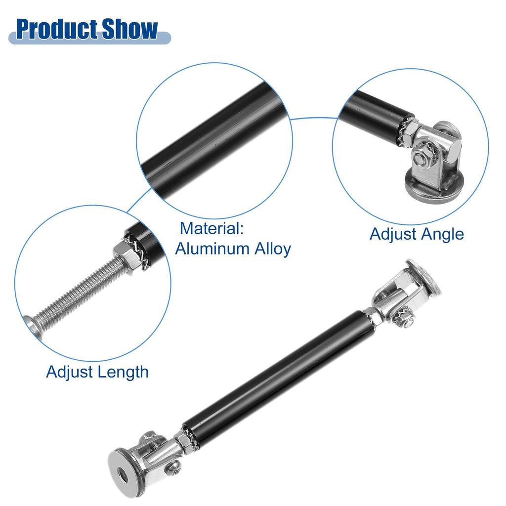 ACROPIX 2pcs Universal Adjustable Aluminum Alloy Car Front Bumper Lip Splitter Strut Rod Tie Support Bar 7.5mm-12.7mm 75mm Black