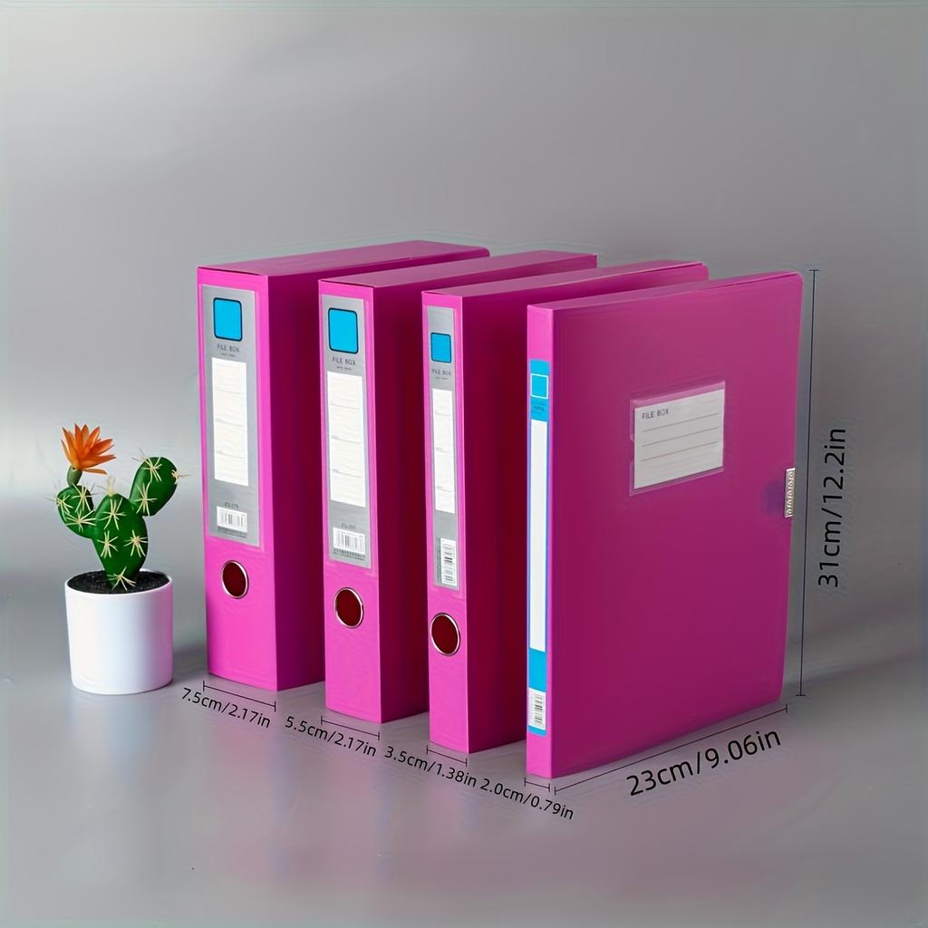 2pcs A4 Colorful File Boxes, Foldable Folder Organizers, Large Capacity for Financial Vouchers with Side Labels, Office Supplies