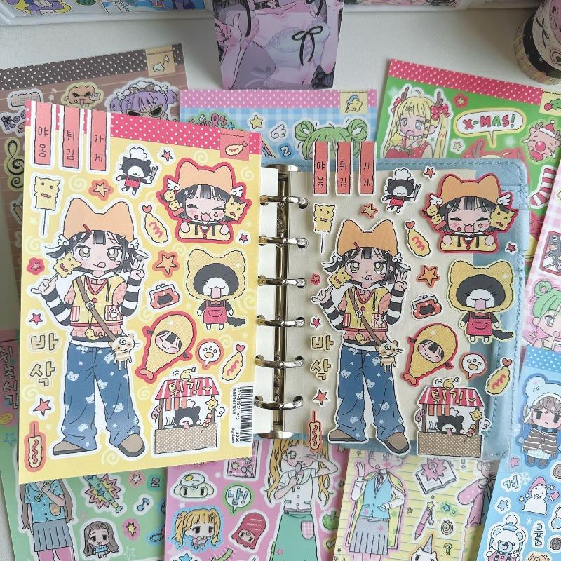 1pc Korean Cute Stickers Ins Style Fashion Figure Stickers DIY Scrapbook Decorative Stickers