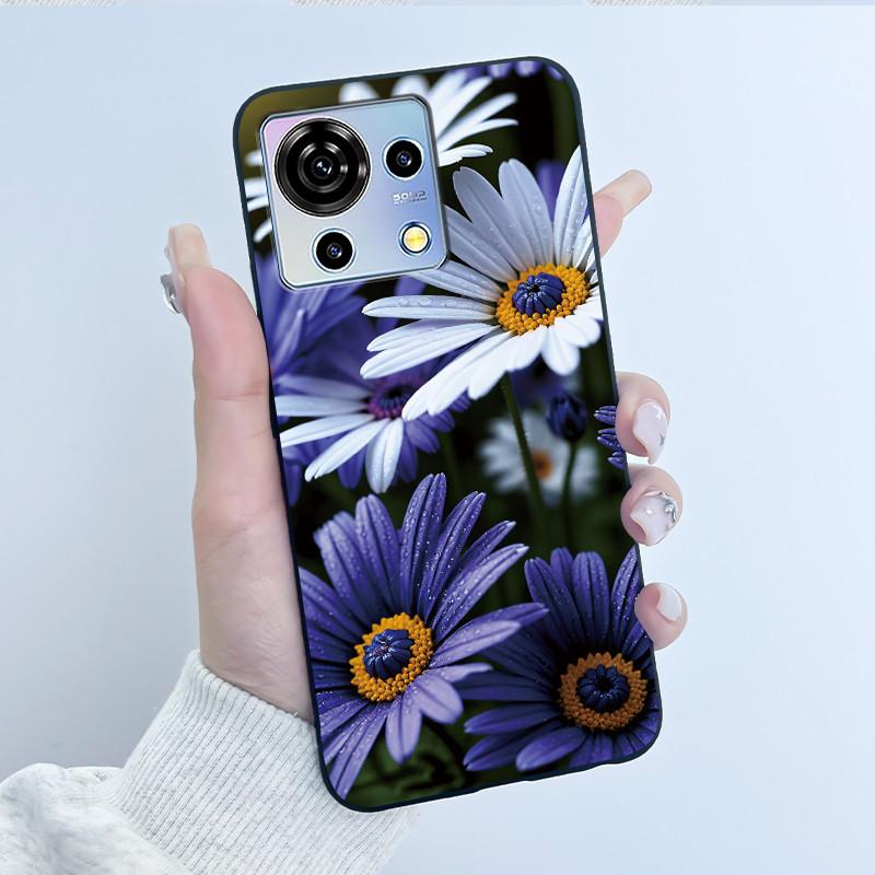 For ZTE Blade V50 Vita Case Black TPU Silicone Luxury Cute Cool Flower Phone Cases for Blade V 50 Vita V50Vita Bumper Soft Cover