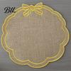 Anti-oil Stain Placemat with Petal Shape And Bow Embroidery Table Mat Round Afternoon Tea Heat Insulation Non-Slip Oil Resistant for Dining