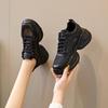 Women's 2024 Summer White Mesh & Leather Height-Enhancing Casual Shoes with Thick Sole.
