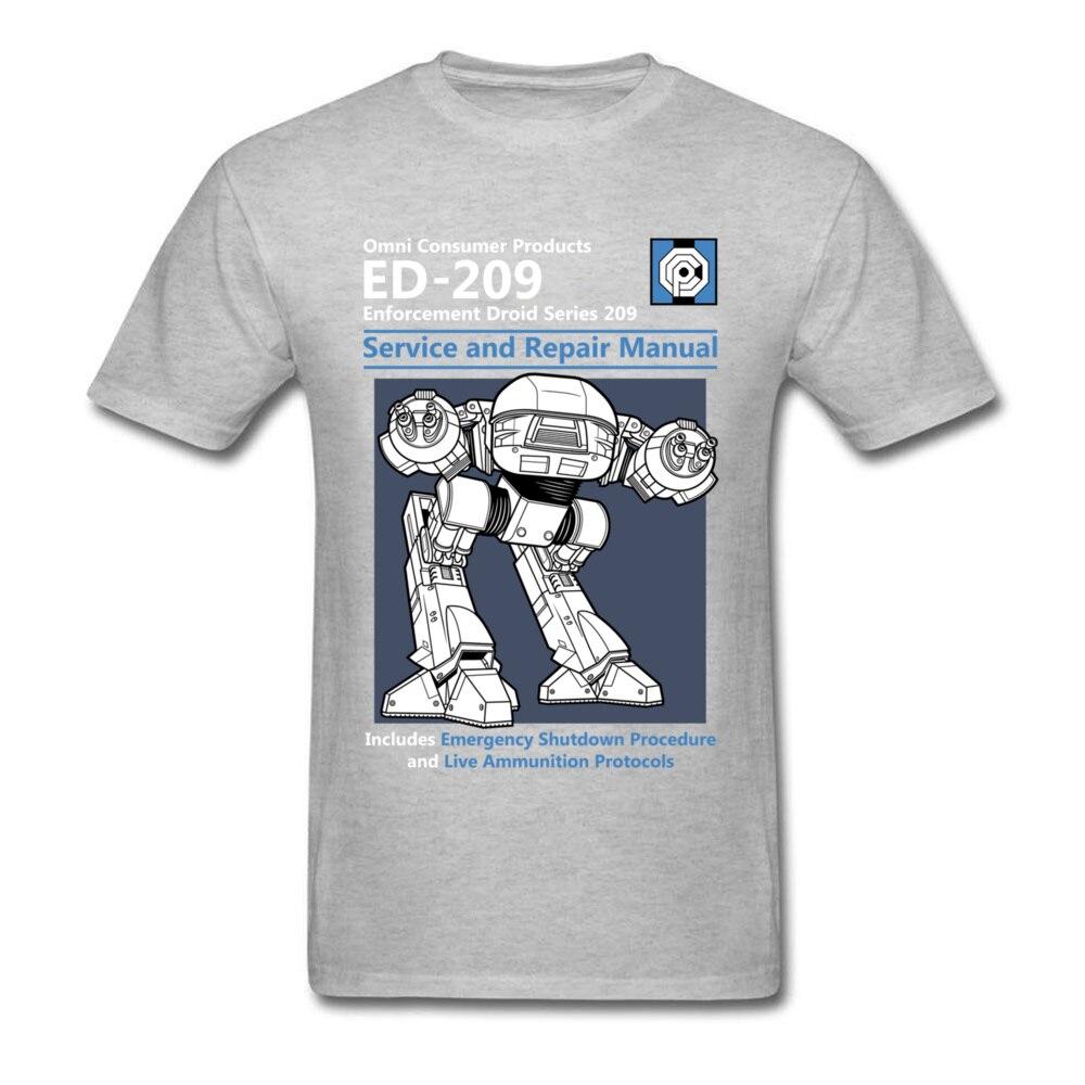 Blue Men T Shirt Summer Fashion Casual Tshirt Printing Robot ED 209 Men's Top Quality Full Cotton Clothing Mens Tee Shirt