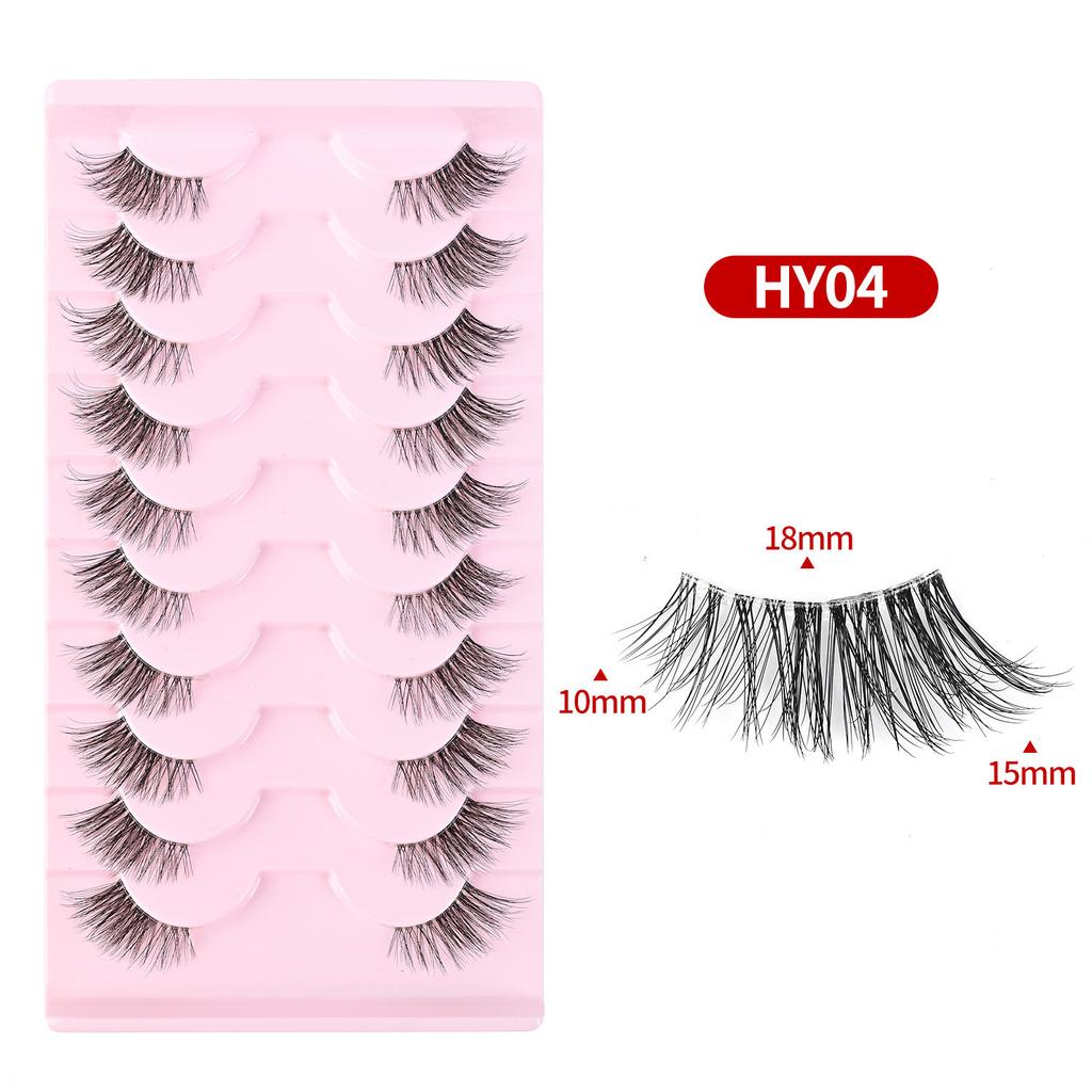 New Middle East cross-border cat eye false eyelashes, eye tail elongated transparent stem eyelashes 10 pairs flat factory