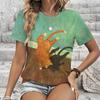 Summer Round Neck Cartoon Animal Pattern 3D Print Top Fashionable Casual Short Sleeved Women's T-shirts