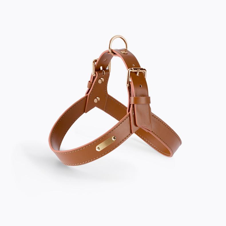 Waterproof Leather Dog Breast Strap Hand Holding Rope Vest-Style Medium Large Dog Explosion-Proof Leash Outing Pet Supplies