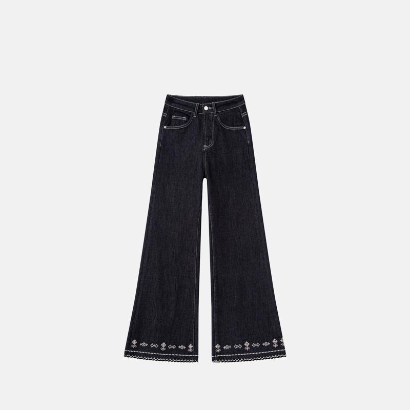 

Women s Elastic Flocking High-Waist Wide-Leg Jeans - 2025 Winter Thickened Slimming Bell Bottoms 2X-Large