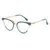 Green TR90 Anti Blue Light Cat Eye Prescription Glasses For Women With Cylinder 0 To -6 Nearsighted