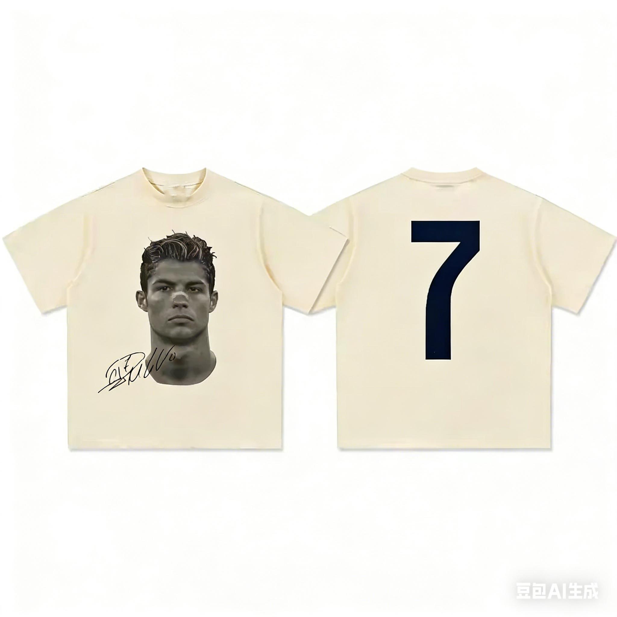 

The Ultimate Outfit for Watching Games Pure Cotton Versatile Short Sleeves with Adult and Childrens Star Player Portraits S