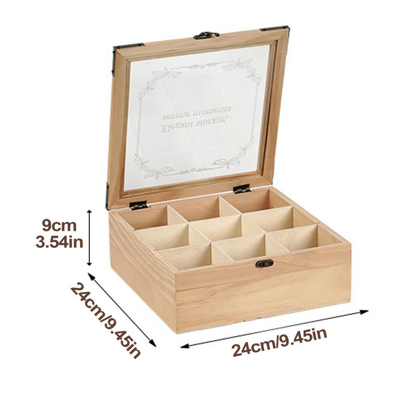 Tea Organizer Storage Box 9 Grid Tea Chest Storage Box Decorative Teabag Holder Containers Teabox Station Display