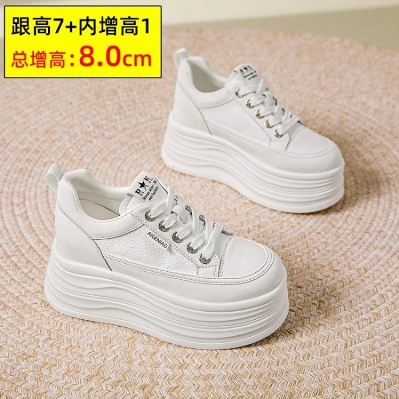 Platform white shoes women's spring new small inner height increase casual cm board shoes lightweight women's shoes