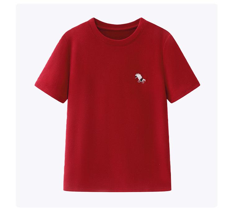 Spring 2026 Embroidered Little Horse Short Sleeve T-Shirt - Versatile and Thickened