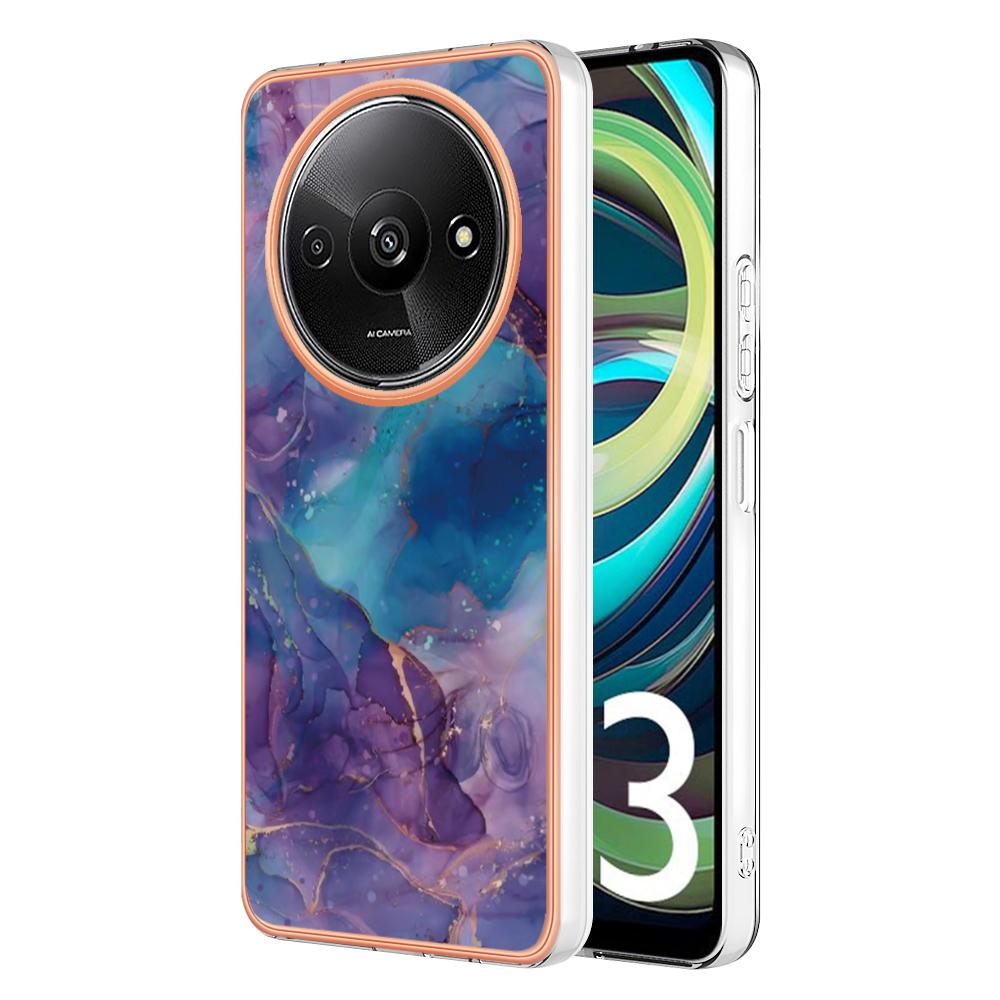 YB IMD Series-16 Style-E For Xiaomi Redmi A3/Poco C61 4G Electroplating Case Marble Pattern 2.0mm TPU Phone Cover