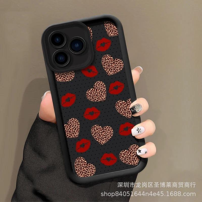 Leopard print lip print for Apple 15 mobile phone case iphone12promax set 14/13/11/XR emery 16