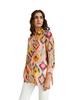 Leriya Fashion Women' Rayon Ikat Printed Casual Shirt Tops for Women Long Cuff Sleeves Collared Neck Button Down Tunic