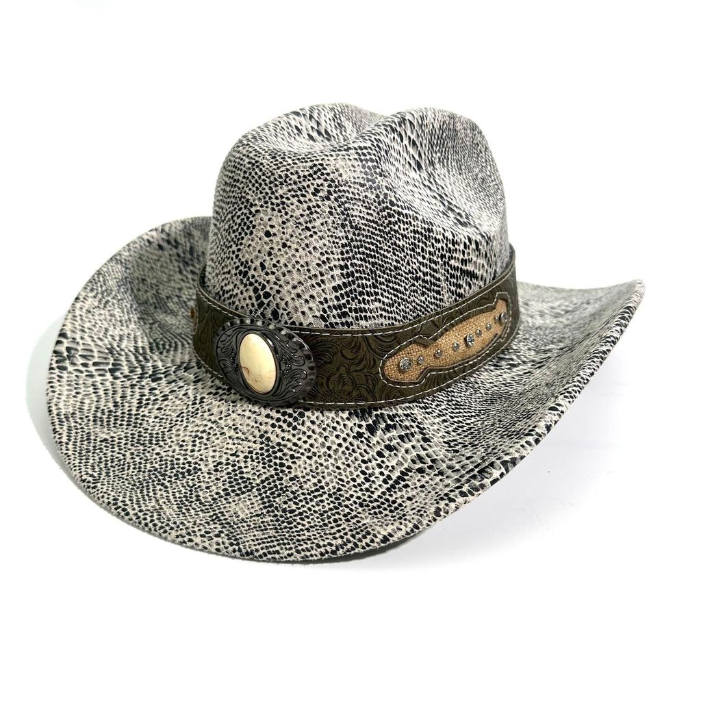 Vintage Western Cowboy Hat Gem Belt Jazz Hat Ball Party Festival Hat