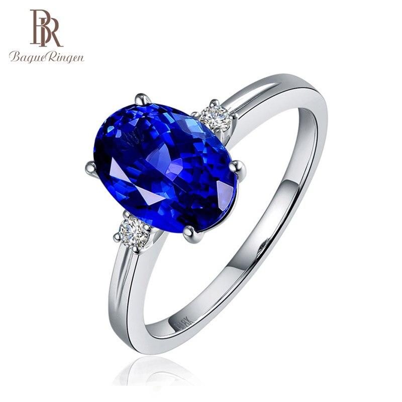 

BELLA BOX овальный синий сапфир для женщин обручальное кольцо серебро женские вечерние драгоценные камни ювелирные изделия Resizable синий