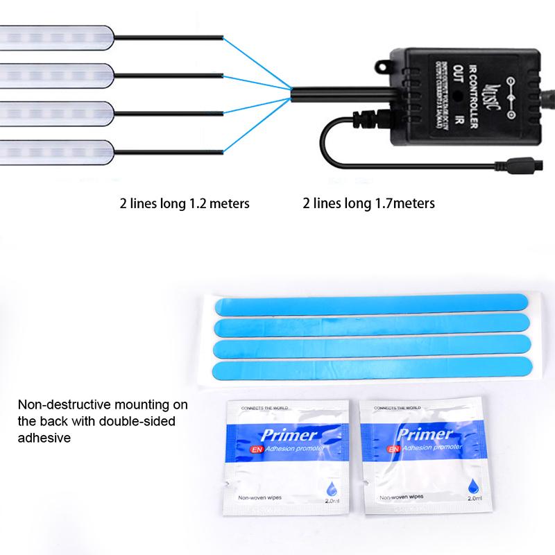 Car LED Atmosphere Light Foot Light RGB Music Voice Control APP USB Cigarette Lighter Remote Control Interior Decorative