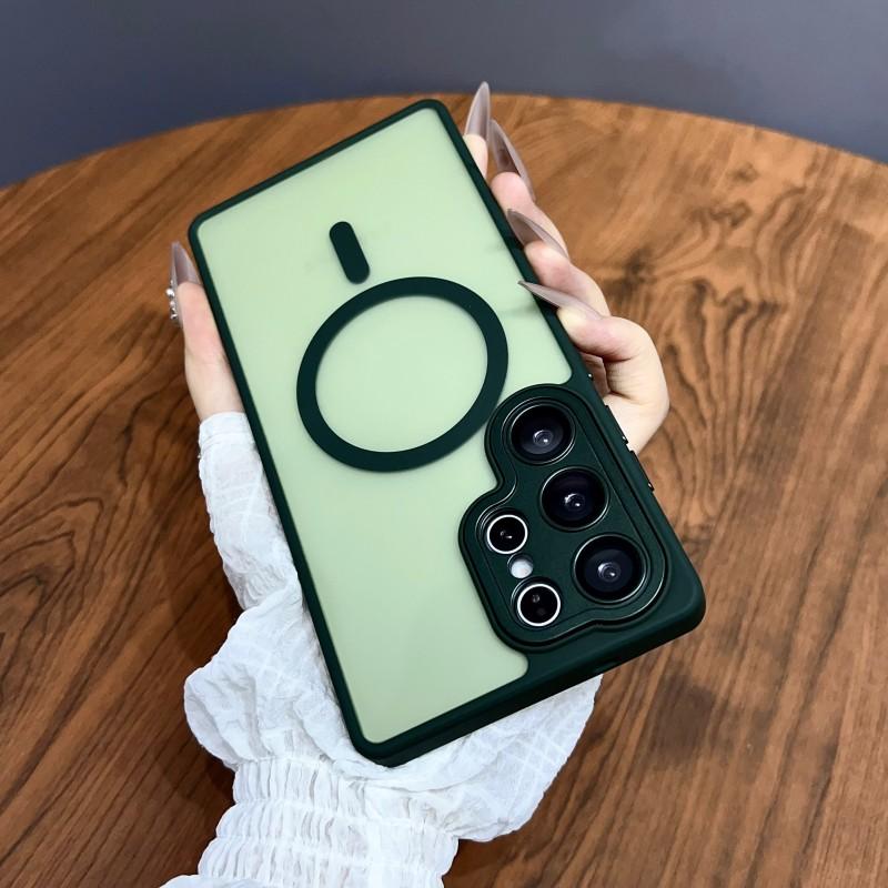 Magnetyczne Luksusowe Matowe Półprzezroczyste Pancerne Odporne na Wstrząsy Etui Dla Samsung Galaxy S24 S23 S25 Ultra Plus Pokrowiec z Ładowaniem Bezprzewodowym Magsafe