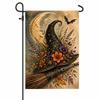 Linen Halloween Fall Pumpkin Garden Flag Rustic Style Ghost Welcome Flag  Porch