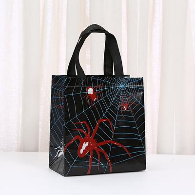 12/30pcs Spider Print Gift Bags Non Woven Tote Bags Halloween Party Favor Bags for Candy Gifts and Shopping