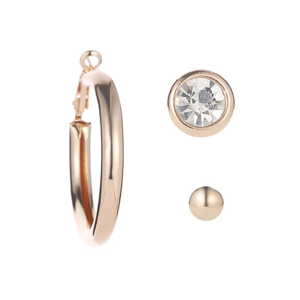

3 Pcs/set Women Girl Fashion Simple Circle Earrings Gold #1