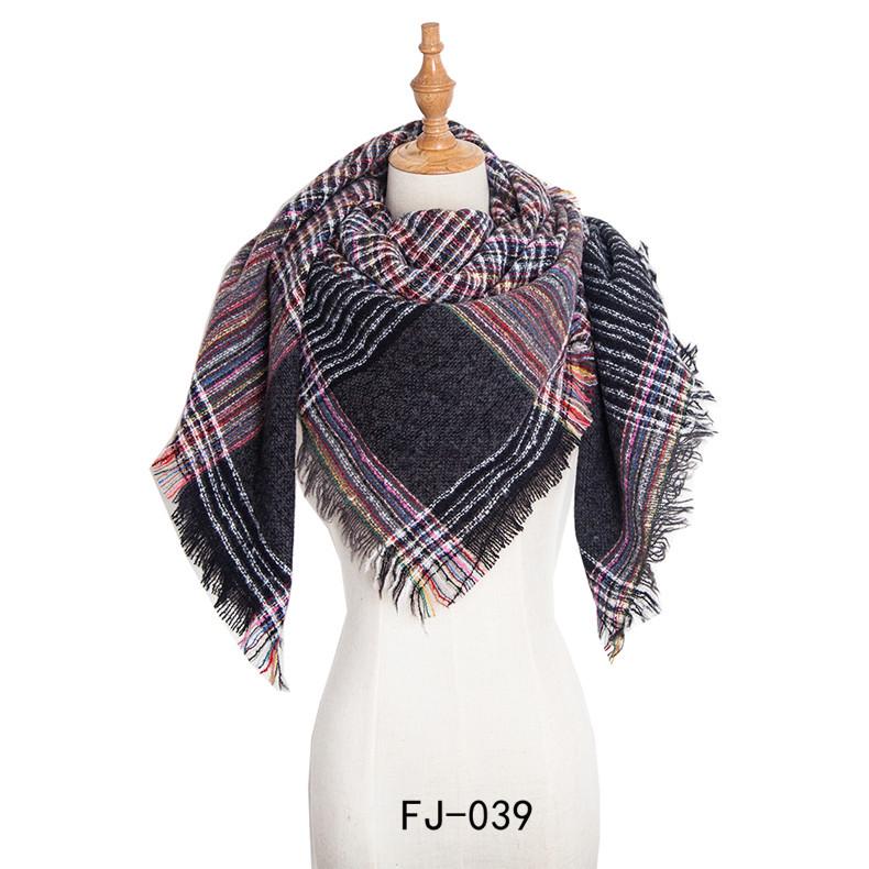 European & American Autumn/Winter Thick Double-Sided Plaid Scarf & Shawl for Women
