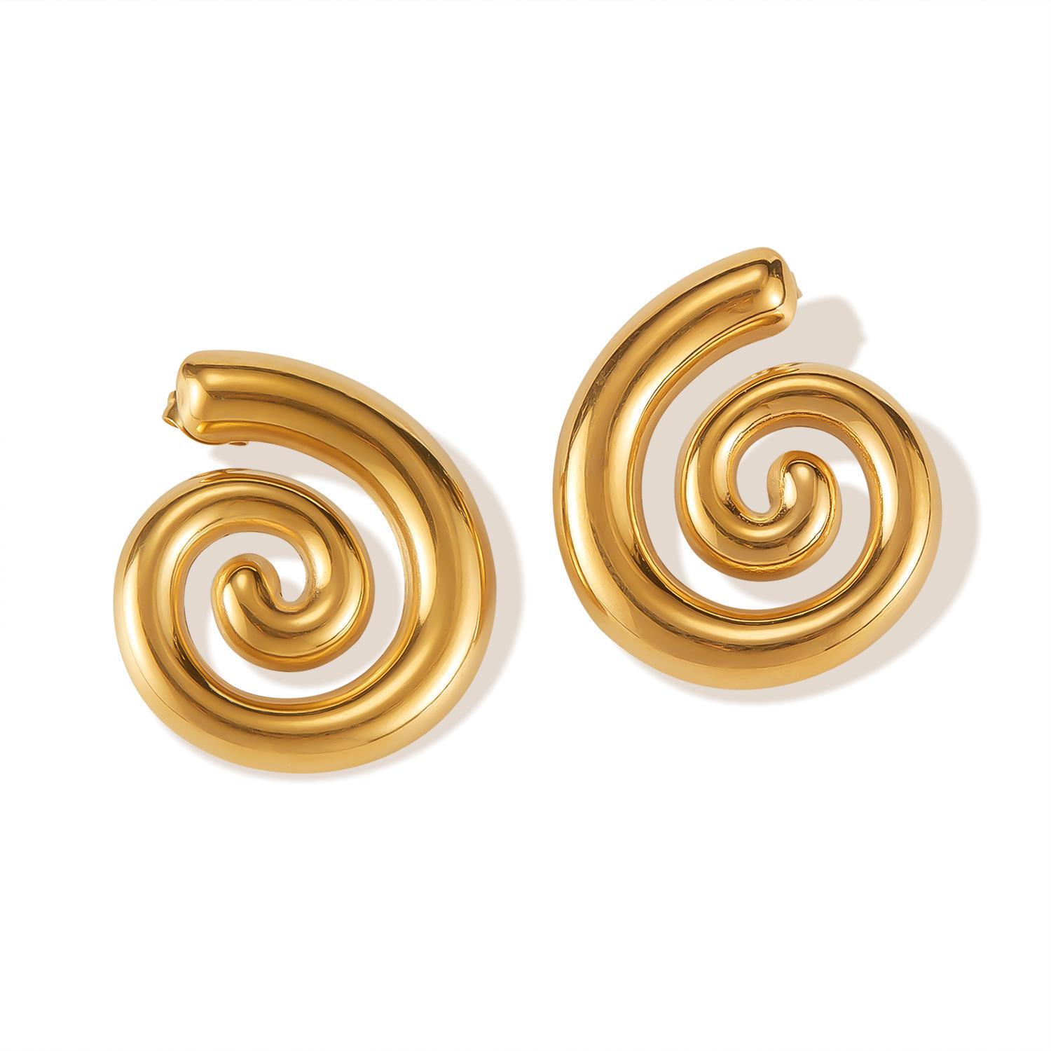 

Серьги из нержавеющей стали золотого цвета, спиральной текстуры, геометрические, для женщин - европейская и американская мода