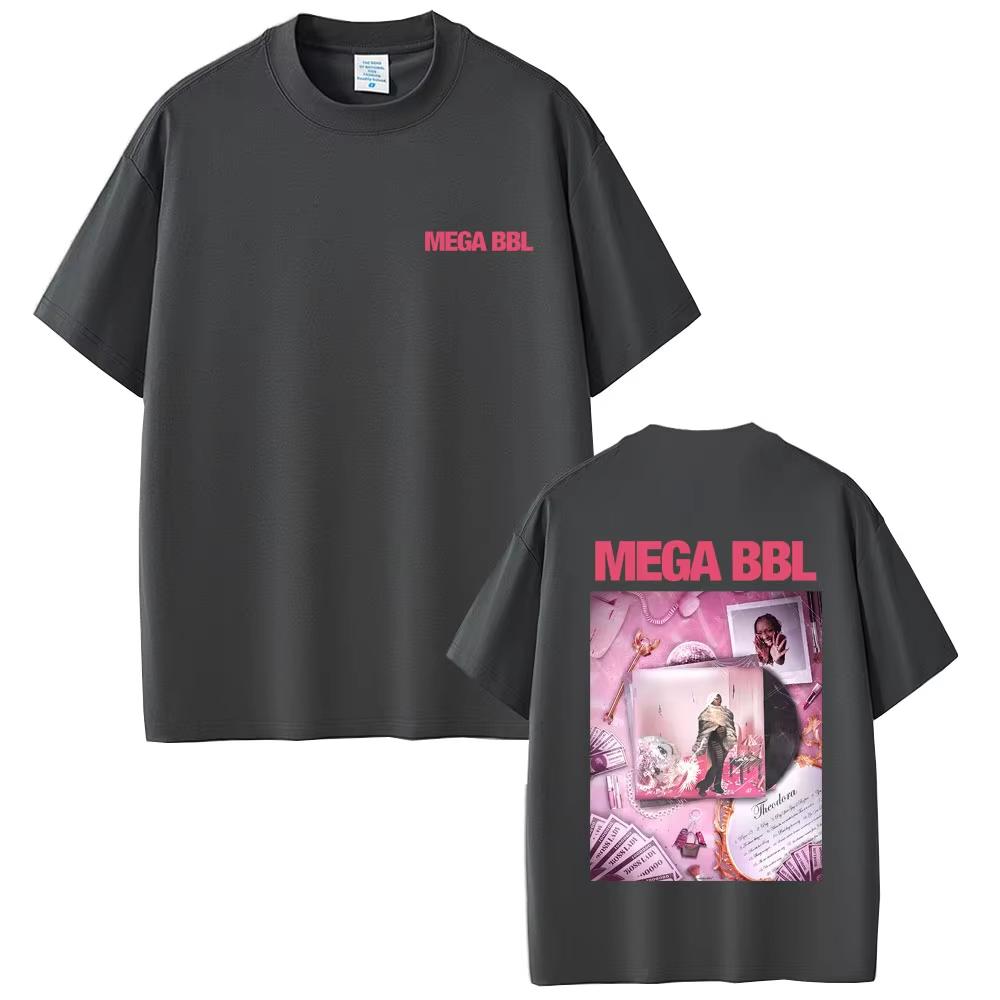 Rapper Theodora Mega Bbl Album Grafik T-Shirts Herren Damen Lässig Vintage Baumwoll-T-Shirt Unisex Hip Hop Mode Popmusik T-Shirt