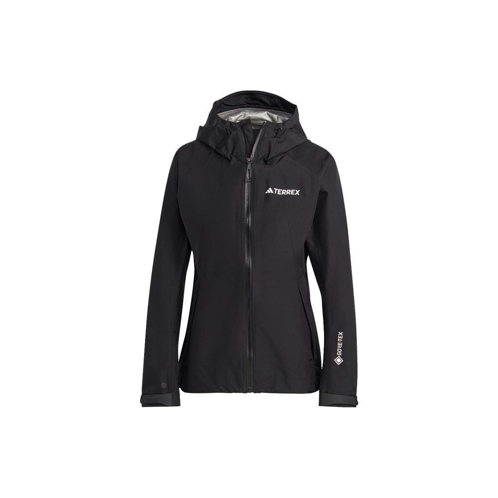 Adidas Letter Print Outdoor Sports Hooded Jacket Women Outerwear Black HN2904