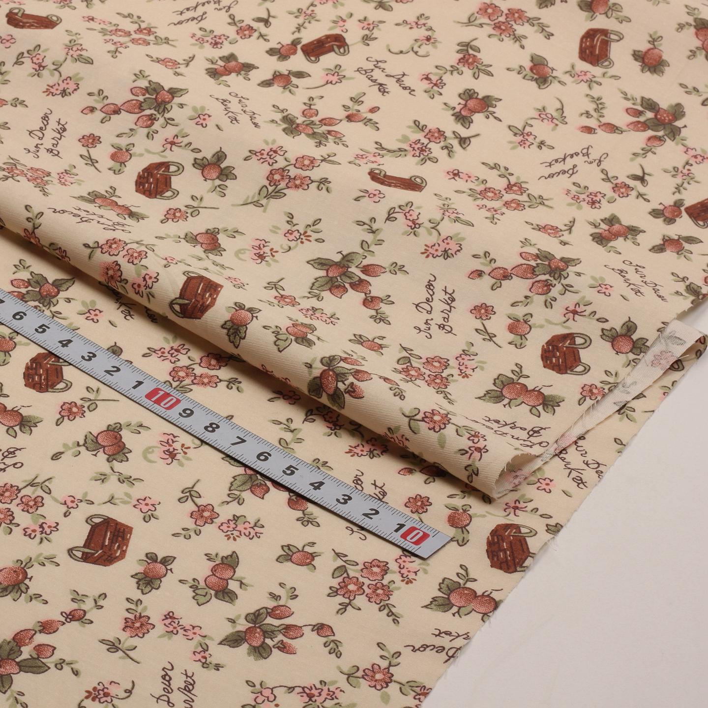 

160cm*50cm Twill pure cotton fabric, countryside strawberry flower print, handmade DIY clothing bedding fabric 50cm x 160cm
