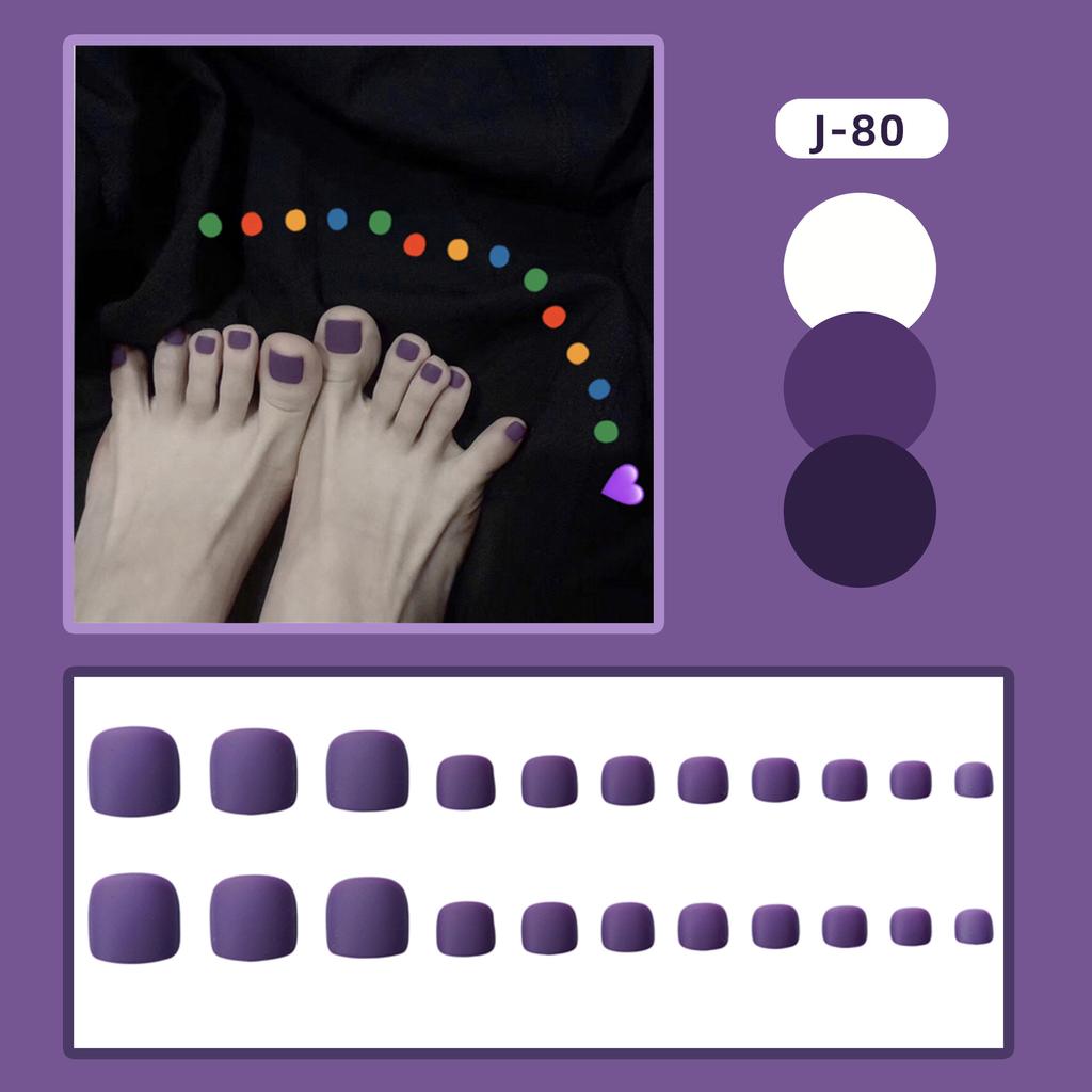 24Pcs Glossy Lake Blue Press On Toenails Full Coverage Artificial Acrylic Fake Toe Nails Removable Wearable Nail Art