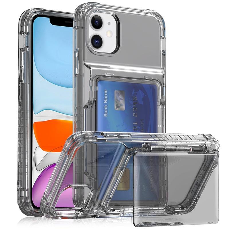 

Подходит для iPhone11 Кристально прозрачный чехол-картхолдер 13Pro Многофункциональный флип-чехол Apple 12 Наборы пивных защитных чехлов Samsung S25edge