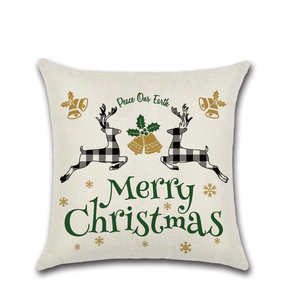 New Linen Printed Christmas Cushion Cover Home Sofa Decoration Cushion Cover