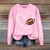 Women's Fashionable Casual Long-sleeved Rugby Printed Round-neck Top