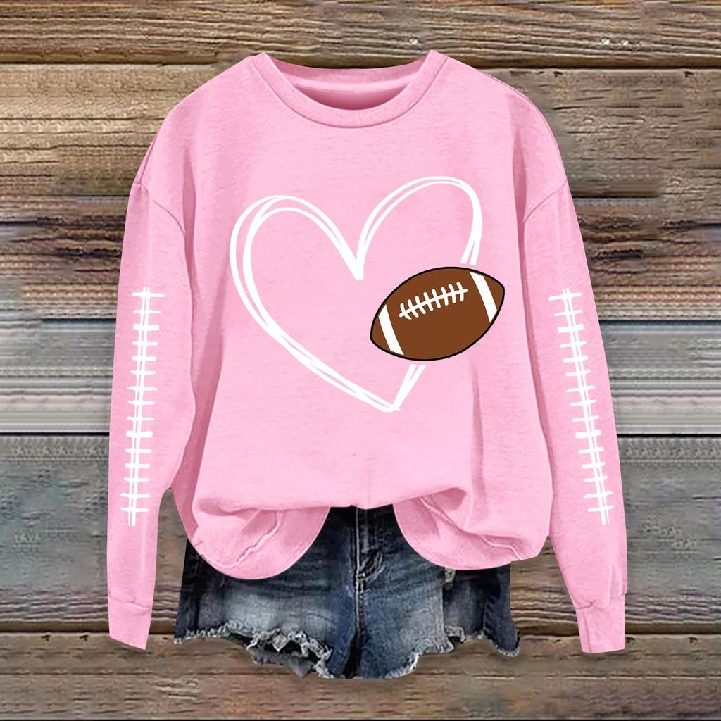 Women's Fashionable Casual Long-sleeved Rugby Printed Round-neck Top