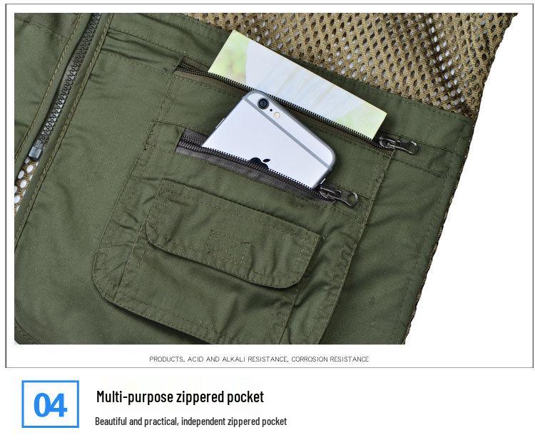 Gilet a Rete Multi-tasche Traspirante Estivo da Uomo - Taglie Forti, Giacca Senza Maniche per Pesca e Fotografia